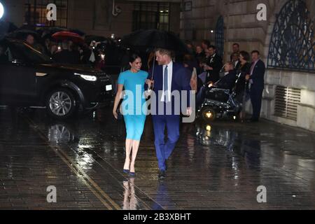 The Duke and Duchess of Sussex arrive at Mansion House in London to attend the Endeavour Fund Awards. Stock Photo