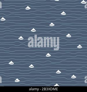 sailing boats striped seamless vector pattern Stock Vector