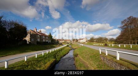 Hutton le Hole, one of the many picturesque villages in the North Yorkshire National Park. England, UK, GB. Stock Photo