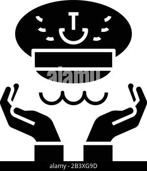Sea captain black icon, concept illustration, vector flat symbol, glyph sign. Stock Vector
