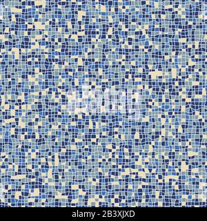geometric mosaic seamless vector pattern in blue Stock Vector