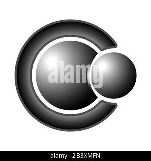The logo of two steel balls and the letter C. Stock Vector