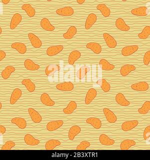 potato crisps seamless vector yellow pattern Stock Vector