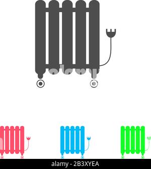 Oil filled radiator heater icon flat. Color pictogram on white background. Vector illustration symbol and bonus icons Stock Vector