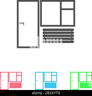 Window and door icon flat. Color pictogram on white background. Vector illustration symbol and bonus icons Stock Vector