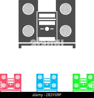 Music Center icon flat. Color pictogram on white background. Vector illustration symbol and bonus icons Stock Vector