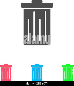 Trash can icon flat. Color pictogram on white background. Vector illustration symbol and bonus icons Stock Vector