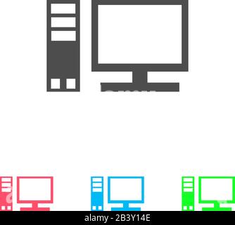 Computer icon flat. Color pictogram on white background. Vector illustration symbol and bonus icons Stock Vector