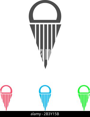 Ice cream ball in waffle cone icon flat. Color pictogram on white background. Vector illustration symbol and bonus icons Stock Vector