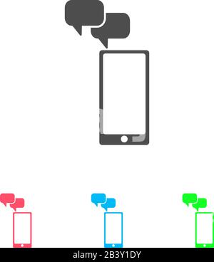 Smartphone Message icon flat. Color pictogram on white background. Vector illustration symbol and bonus icons Stock Vector