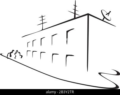 residential building with antennas Stock Vector