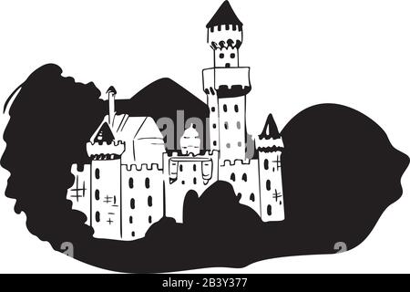 castle in the mountains Stock Vector