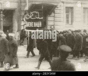 Muslims participating in the demonstration on May 1, 1917 in Petrograd. Stock Photo