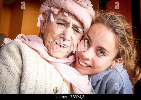 Portrait of grandmother and granddaughter Stock Photo