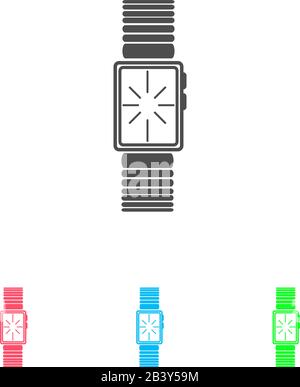 Watch icon flat. Color pictogram on white background. Vector illustration symbol and bonus icons Stock Vector