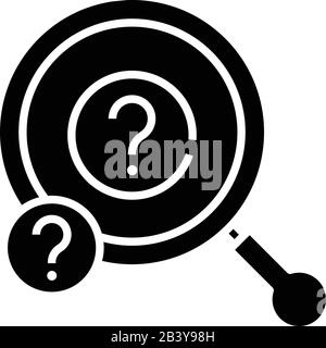 Searching answer black icon, concept illustration, vector flat symbol, glyph sign. Stock Vector