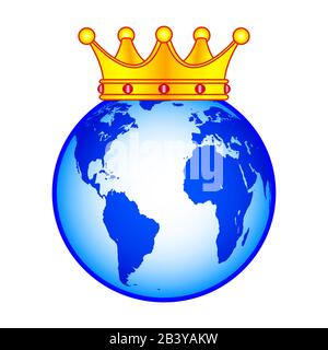 Concept illustration of the globe and crown. Elements of this image furnished by NASA.  Source of map:  http://visibleearth.nasa.gov/view.php?id=74518 Stock Vector