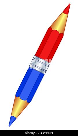 Illustration of the double color pencil icon Stock Vector
