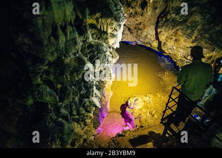 Inside Azishskaya Cave not far from the Lago-Naki plateau, Adygeya, Russia Stock Photo