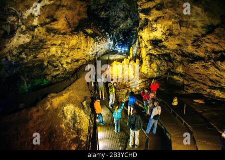 Inside Azishskaya Cave not far from the Lago-Naki plateau, Adygeya, Russia Stock Photo