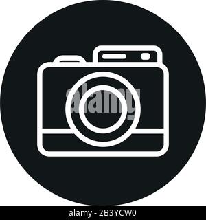 camera device line block style icon design, photography technology ...