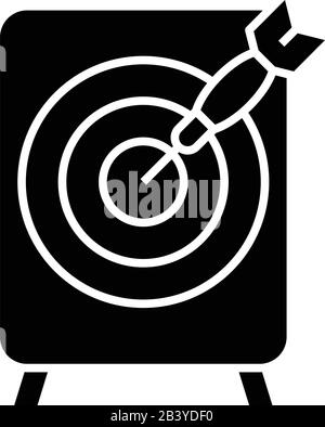 Target desk black icon, concept illustration, vector flat symbol, glyph sign. Stock Vector