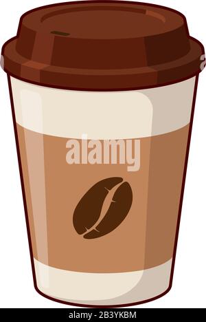 Coffee to go disposable 3d paper cup with coffee beans. Flat isolated vector eps illustration Stock Vector