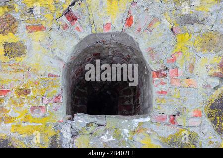 Window of the castle brick structure old Stock Photo