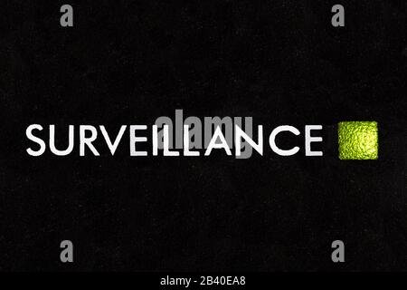 Close up macro photograph of surveillance system indicator light. Stock Photo
