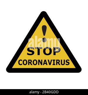 Stop coronavirus, caution icon vector, Isolated on white background Stock Vector