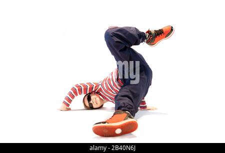 Breakdance kid,hip hop child,unique kid Stock Photo