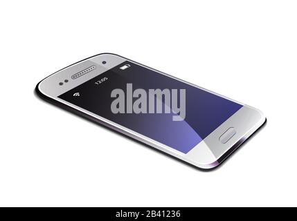 Mobile phone realistic vector blue object Stock Vector