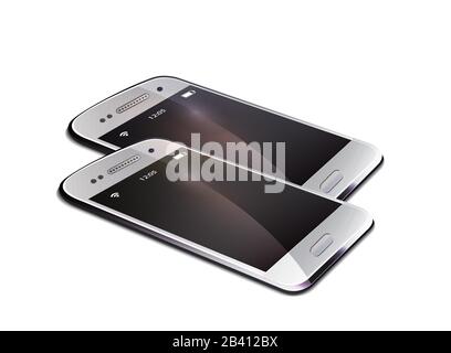 Mobile phones realistic black display vector Stock Vector