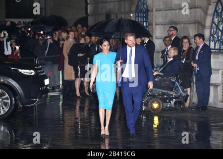 London, UK. 05th Mar, 2020. Prince Harry, Duke of Sussex, and Meghan Markle, Duchess of Sussex, attend the annual Endeavour Fund Awards. The awards celebrate achievements of wounded, injured and sick servicemen and women who have taken part in remarkable sporting and adventure challenges over the last year. Prince Harry, Duke of Sussex, and Meghan Markle, Duchess of Sussex, attend Endeavour Fund Awards, Mansion House, London, UK, on March 5, 2020. Credit: Paul Marriott/Alamy Live News Stock Photo