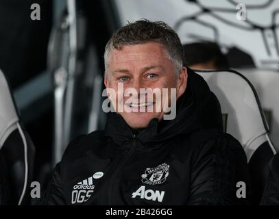 Derby, UK. 05th Mar, 2020. Manchester United manager Ole Gunnar Solskjaer (Solskj¾r) during the FA Cup 5th round match between Derby County and Manchester United at the Ipro Stadium, Derby, England on 5 March 2020. Photo by Andy Rowland. Credit: PRiME Media Images/Alamy Live News