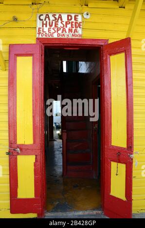 Old painted buildings, Puerto Plata, Dominican Republic Stock Photo