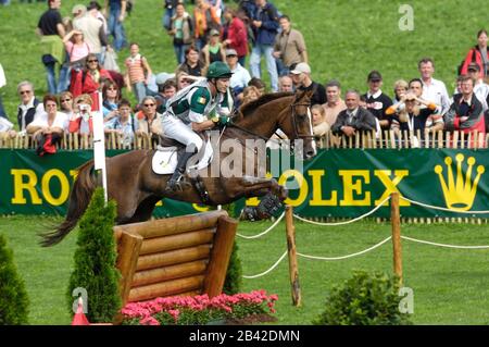 Niall Griffin (IRE) riding Lorgaine - World Equestrian Games, Aachen, - August 26, 2006, Eventing Cross Country Stock Photo