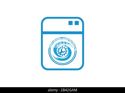 Washing Machine logo, Laundry Washer, Good for business logo. vector illustration Stock Vector