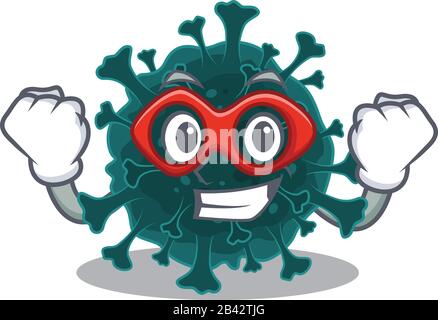 A picture of coronavirus COVID 19 in a Super hero cartoon character Stock Vector