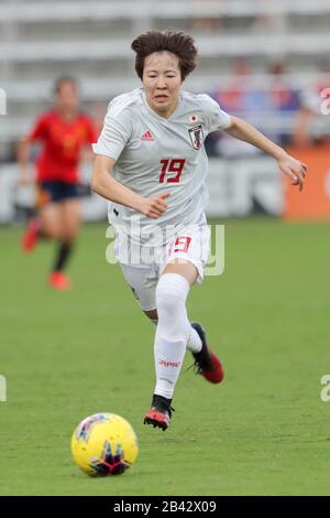 Orlando, Florida, USA. 5th Mar, 2020. Japan midfielder JUN ENDO (19) drives the ball during the SheBelieves Cup Spain vs Japan match at Exploria Stadium in Orlando, Fl on March 5, 2020. Credit: Cory Knowlton/ZUMA Wire/Alamy Live News Stock Photo