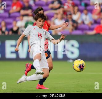 Orlando, Florida, USA. 5th Mar, 2020. Japan forward MINA TANAKA (15) in action during the SheBelieves Cup Spain vs Japan match at Exploria Stadium in Orlando, Fl on March 5, 2020. Credit: Cory Knowlton/ZUMA Wire/Alamy Live News Stock Photo