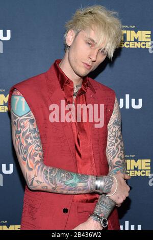 New York, USA. 05th Mar, 2020. Rapper Machine Gun Kelly (Colson Baker) attends the premiere of Hulu's 'Big Time Adolescence' at Metrograph in New York, NY, March 5, 2020. (Photo by Anthony Behar/Sipa USA) Credit: Sipa USA/Alamy Live News Stock Photo