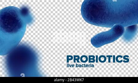 Microscopic Probiotics Live Blue Bacteria Vector Stock Vector