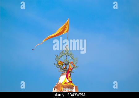 lord jagannath temple top view nila chakra with flag world famous unique with blue sky in day light daily updated flag 2b43wpm