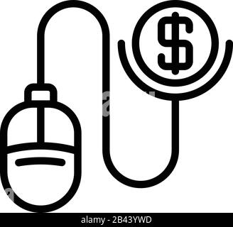 Computer mouse loan icon, outline style Stock Vector