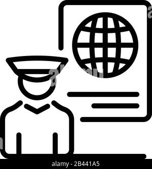 Global passport control icon, outline style Stock Vector
