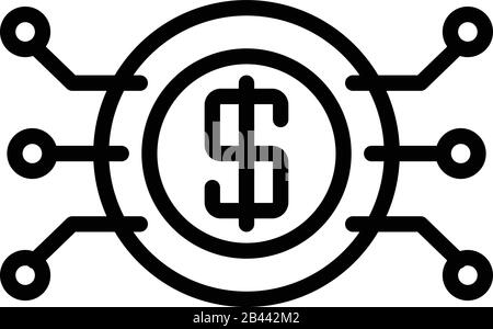 Secured digital money icon, outline style Stock Vector