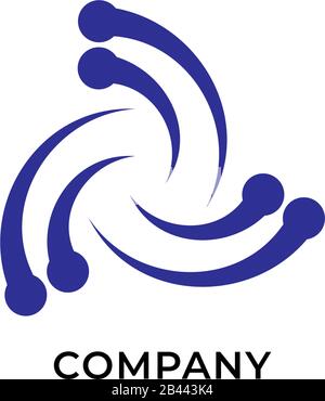 Blue vortex logo design template. Wave and spiral sign. Hurricane icon. Tornado logo concept isolated on white background Stock Vector