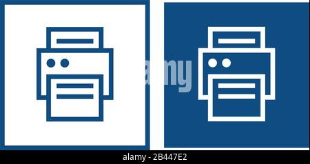 Printer for paper. The symbol is located in a square frame. Vector blue icons. Stock Vector