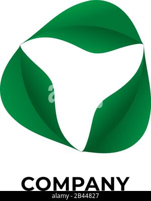 Abstract leaf vortex illustration. Recycle logo design template. Nature logo concept isolated on white background, Save the earth. Save our planet Stock Vector